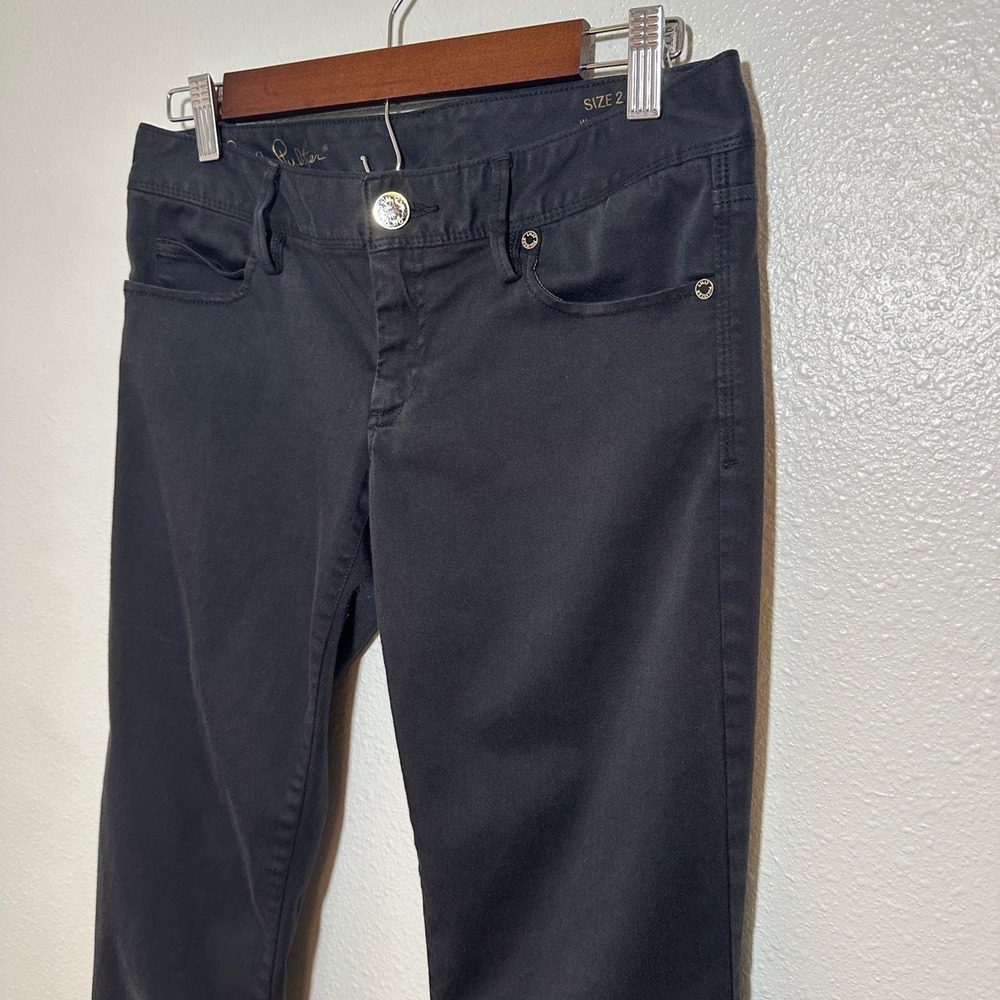 Lilly Pulitzer Worth Skinny Pants Black Low Rise Stretch Twill Size 2